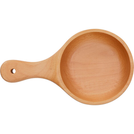 Wooden Bowl with Handle Noodle Bowl for Salad Fruit Soup Snack Rice Cereal Serving Home Kitchen SuppliesWood Brown