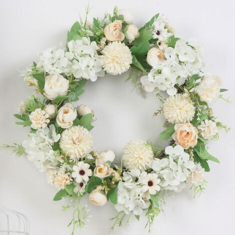 Front Door Wreath 15.7in Outer Diameter Flower Design Eye Catching Flower Wreath for Home Party (1/5)