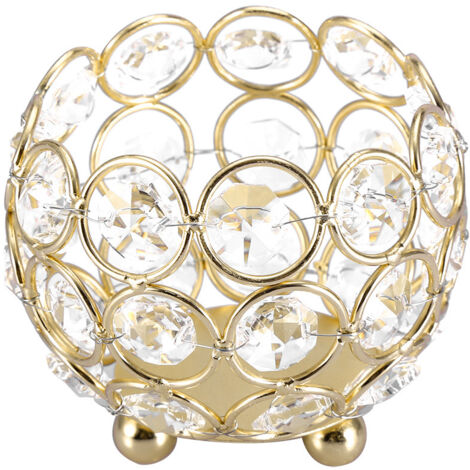 Crystal Tea Light Candle Holders Wedding Decor Table Centerpieces (Gold Diameter 8cm) (1/5)