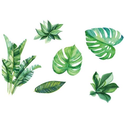 Green Leaves Shape Sticker Living Room Bedroom Backdrop Wall Decorative Decal (1/5)