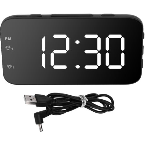 LED Digital Alarm Clock Portable Desk Clock with Snooze for Bedroom Home TravelWhite (1/5)