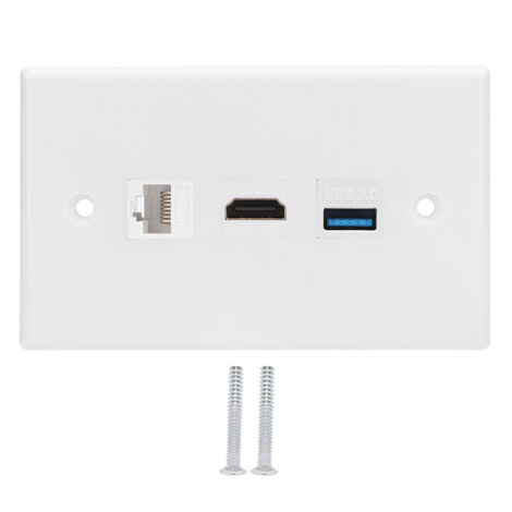 Household CAT6 HDMI USB3.0 Interface Socket Panel Clip On Wall Plate Panel US Standard (1/5)