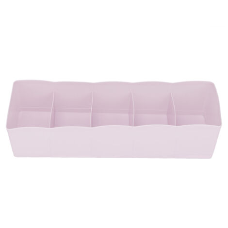 Plastic Drawer Organizer Bra Underwear Socks Cube Basket With 5 Grids (Pink) (1/5)