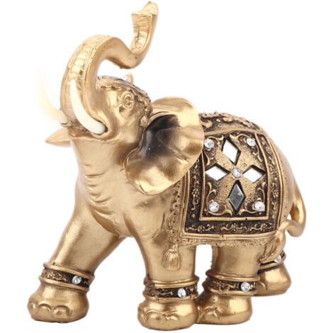 Golden Elegant Statue Figurine with Trunk Facing Upwards Collectible Wealth Home Decor(1415cm) (1/5)