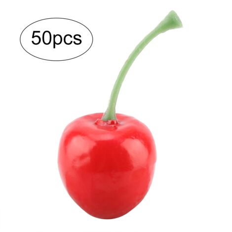 50Pcs Cute Artificial Cherry Fruit Home Decor Decoration Ornament Accessories (1/5)