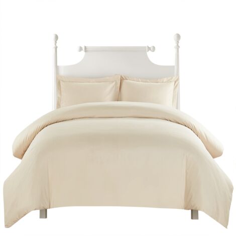 Blue Comforter Set Twin Queen King Printed Cotton Bedding Set Soft simple (USA-king Beige) (1/5)