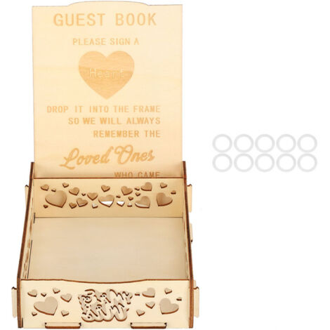 Wooden Guest Book Message Box Gift Card Holder Romantic Wedding Signature Supplies (1/5)