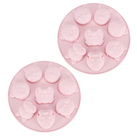 2Pcs Cartoon Animal Shaped Non Stick Silicone Mold Kitchen Cake Chocolate Baking AccessoryPink (1/5)