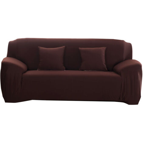 Coffee Color Dustproof Elastic Soft Polyester Sofa Cover Protector Furniture SlipcoversDouble People 145‑185cm (1/5)