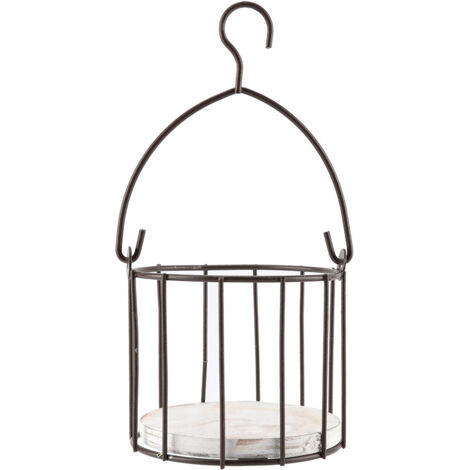 Northern Europe Style Wooden Base Iron Flower Hanging Stand Artificial Plants Basket