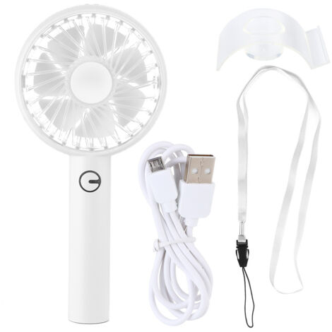 Outdoor Mini Portable Desktop Mute Cooling Fan USB Rechargeable Fan with Phone StandWhite (1/5)