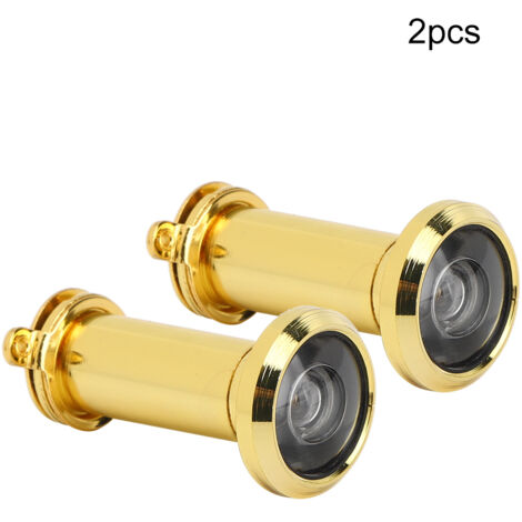 2Pcs 220 Degree Viewing Angle Anti Theft Household Door Viewer with Back Cover Home Security(14mm Gold )