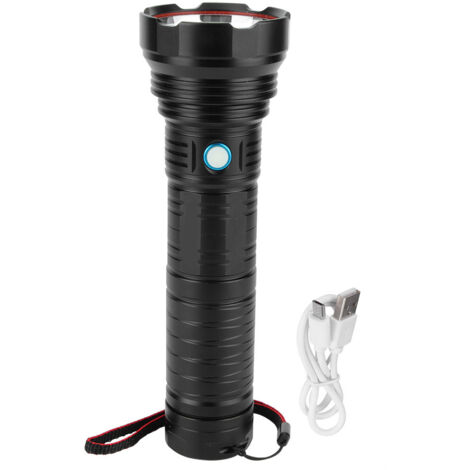 LED Aluminum Alloy 4622LM Glare Waterproof USB Charging Flashlight for Caving CampingBlack (1/5)