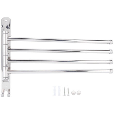 4 Rods Stainless Steel Wall Rotation Towel Storage Rack Shelf Holder Bar Bathroom Organizer