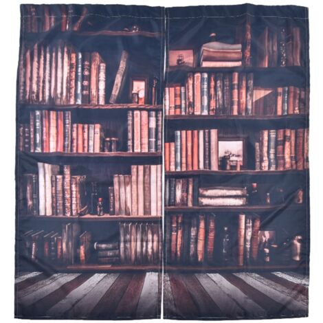 Living Room Curtains 3D Bookcase Printed Shading Curtains Bedroom Drapes (170200cm)