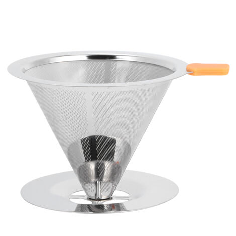 304 Stainless Steel Integrated Coffee Filter Paperless Reusable Coffee Filter with Handle (1/5)