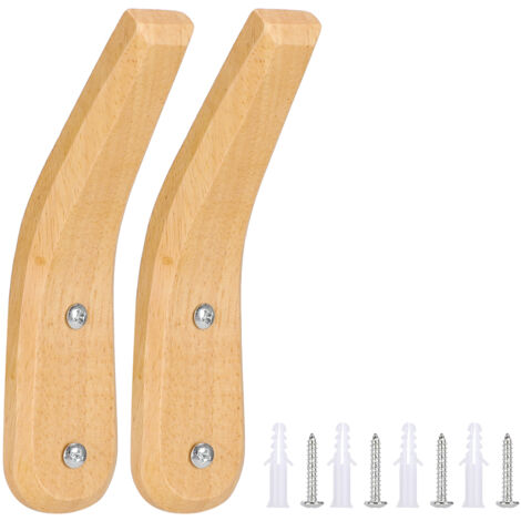 2PCS Simple Modern Style Wooden Coat Hooks Wall Mounted Hook Wall Organizer for Home (1/5)