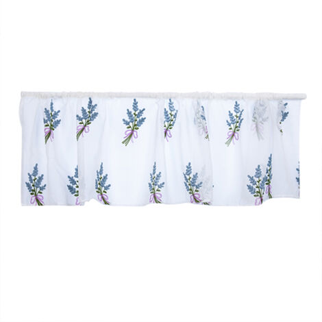Kitchen Tiers Cabinet Embroidery Curtain Window Short Curtain Half Window Treatment(Blue)