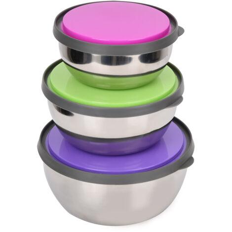 3Pcs Stainless Steel Seal Bowl with Lid Food Storage Box Container Kitchen Tool (1/5)
