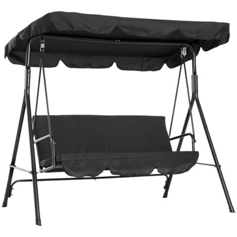 Double People Outdoor Garden Waterproof Swing Sunshade Cover Canopy Shade Cloth 142x120x18cmBlack (1/5)