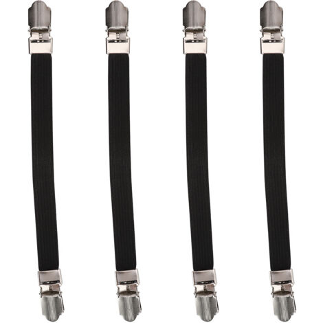 4pcs Elastic Crisscross Bed Mattress Sheet Straps Double Head Clips Gripper Holder Fasteners SuspenderBlack (1/5)