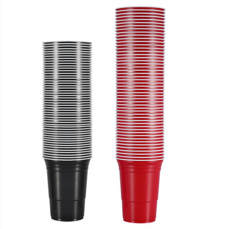 Beer Pong Set Beer Pong Drinking Game Set Beer Pong Cups(50 Red Cups 50 Black Cups) (1/5)