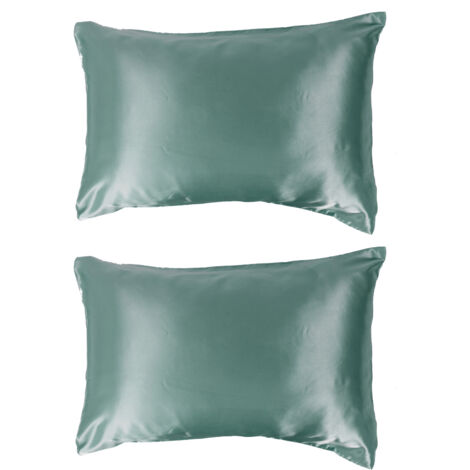 2pcs 75 x 150D Satin Pillowcase Soft Pillow Cover With Envelope Sealed Beddings Vert (1/5)