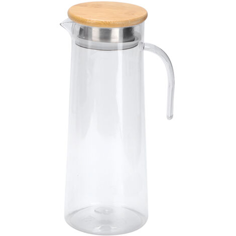 1.2L Acrylic Transparent Juice Bottle Cold Water Pitcher Jug for Bar Home UseBamboo Lid (1/5)