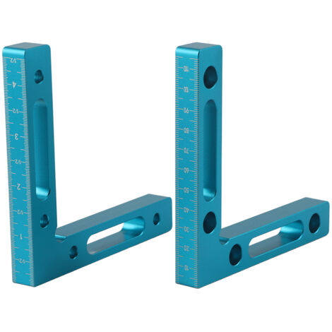 2Pcs/Set Aluminum Alloy Carpenter 90 Degree Right Angle Positioner Clamps Woodworking Tool Blue