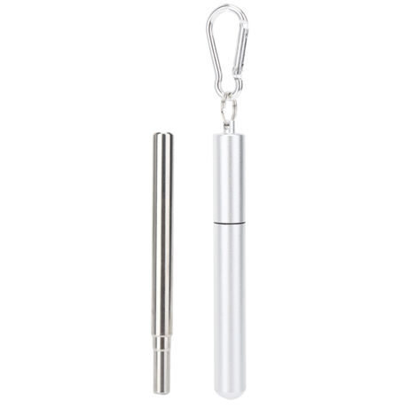 Reusable Stainless Steel Straight Straw Portable Retractable Drinking Straw Cleaning Brush Kit (1/5)