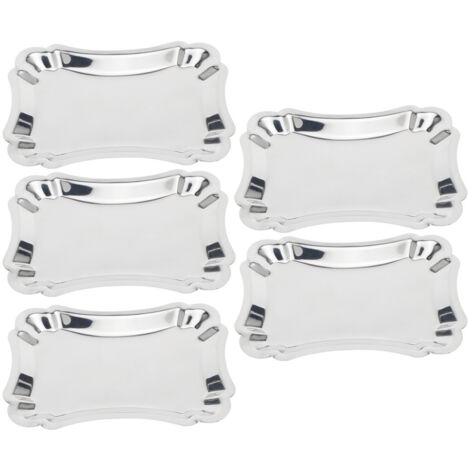 5Pcs Stainless Steel Rectangular Table Snack Dessert Service Plate Towel Storage DishWith Lace Edge L Size (1/5)