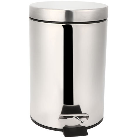 3L Household Stainless Steel Step Pedal Trash Can Dustbin Rubbish Garbage Bin Container