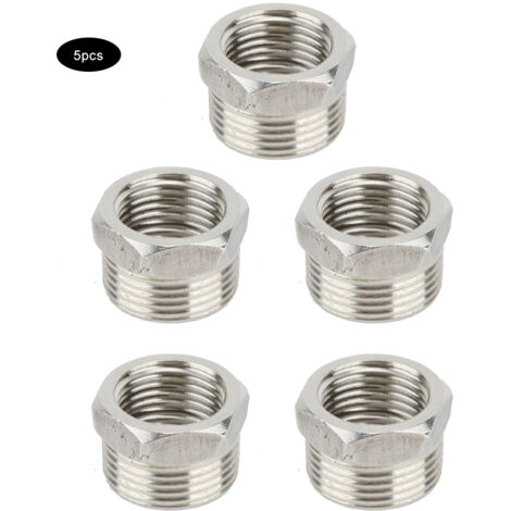 5pcs G1/2” Stainless Steel Pipe Fittings Adapter Connector for Bathroom Kitchen (A) (1/5)