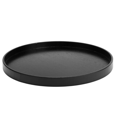 Wooden Round Black Anti slip Tea Tray Serving Table for Home Shop Office Bar Use(Black 30cm) (1/5)