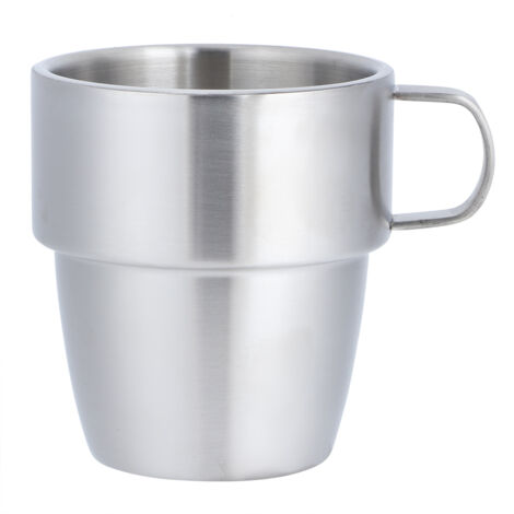 Household 304 Stainless Steel Double Layer Coffee Cup Mug with Handle for Coffee Shop 300ml (1/5)