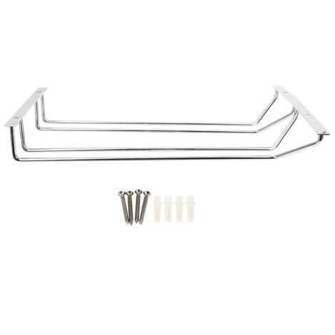 35cm Double Row Stainless Steel Wine Glass Rack Holder Hanging Shelf for Bar Home Kitchen (1/5)