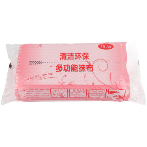 80pcs Disposable Non stick Oil Non woven Fabric Duster Dish Cloth Hand Towel Kitchen (Pink) (1/5)