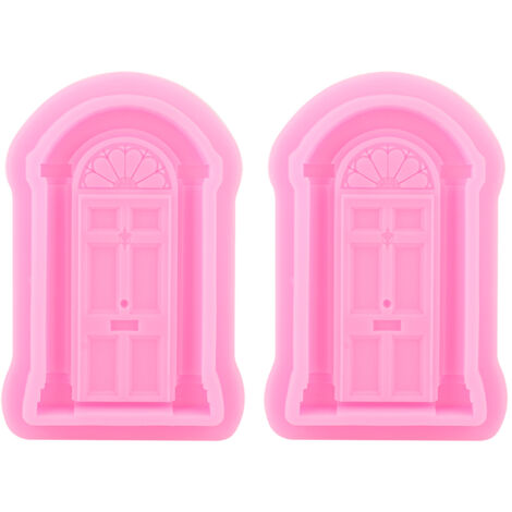 2pcs DIY Door Window Silicone Mold Cake Fondant Cookie Mould Decorating Baking ToolPink (1/5)