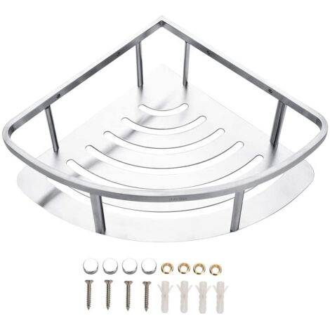 Stainless Steel Wall Mounted Bathroom Shower Corner Basket Shower Gel Storage Shelf Organizer (1/5)