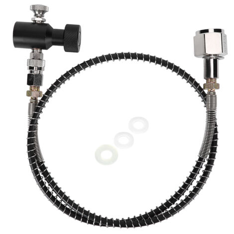 DIN477 36in Spring Hose Electroplate CO2 Adapter Kit with Release Valve Black ASA for SodaStream (1/5)