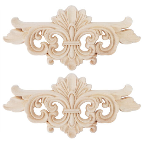 2Pcs Flower Carved Long Onlay Applique Carving Decal Furniture Decoration (1: 167.5cm) (1/5)
