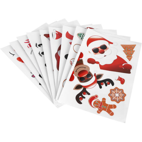 9PCS Santa Claus Snowman Elk Pattern Refrigerator Decals Wall Cup Car Decorative Stickers Christmas Decorations (1/5)