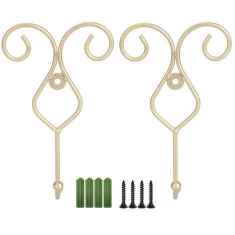2pcs Wall Mounted Bathroom Kitchen Door Hook Wall Picture Towel Clothes Hat Hanger HolderGold (1/5)