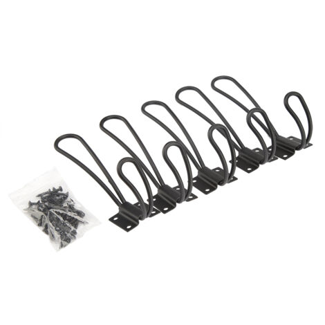 Vintage Style Double Coat Hat Hooks Closet Hanger Organizer (5PCS Black L) (1/5)