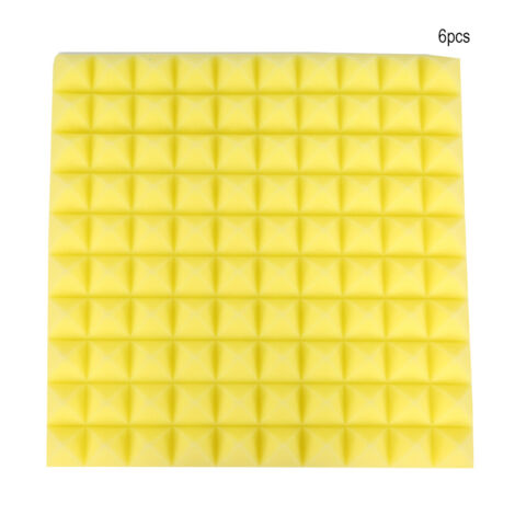50505cm 6Pcs Pyramid Shape Sound Absorbing Soundproofing Cotton Foam (Yellow) (1/5)