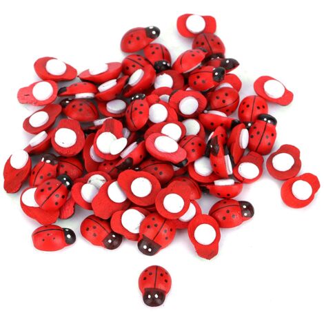 100PCS Small Wooden Insect Stickers Mini Decorative Sticker for Embellishment Card Making CraftsLadybugs (1/5)