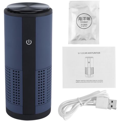 Portable Car Air Purifier Negative Ion Air Freshener Formaldehyde Odor Smell Removing USB ChargingNavy Blue (1/5)