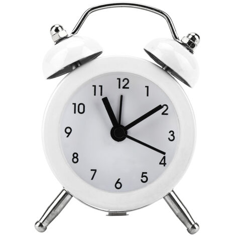 3Inch Portable Fashion Mini Metal Digital Alarm Clock with Battery Exquisite for Student White (1/5)