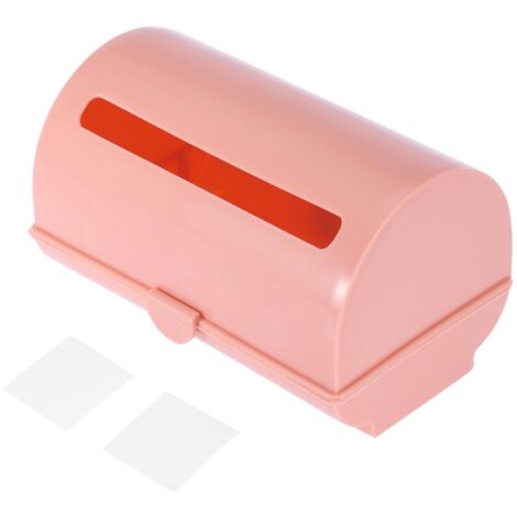 Back Adhesive Wall Mount Trash Garbage Plastic Bag Storage Box Organizer Pink (1/5)