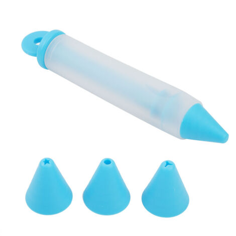 4 Nozzles Silicone Food Writing Pen Chocolate Decorating Tools Cake Mold (Blue)